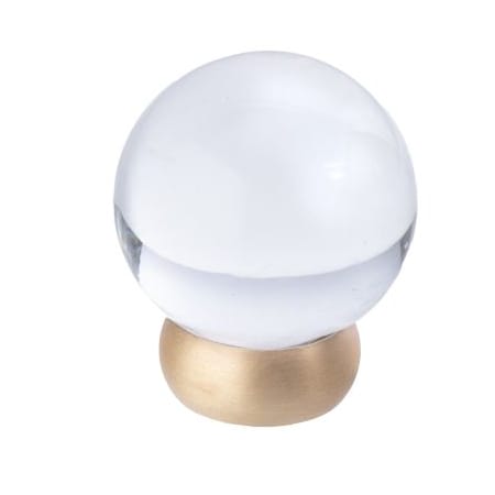 Lews Hardware Glass Ball 1-1/8 Inch Round Cabinet Knob Transparent Clear / Brushed brass