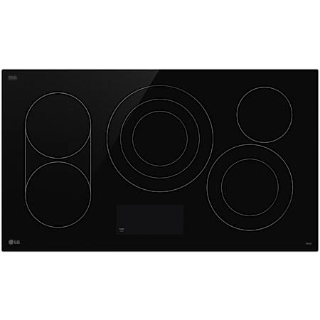 LG 36 Inch Wide 5 Burner Electric Cooktop with UltraHeat Technology Black
