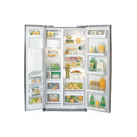Side-by-Side Refrigerator, both doors open.