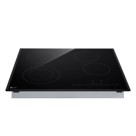 LG 24 Inch Wide 4 Burner Electric Cooktop with Top Mounted Controls and Radiant Burners Black