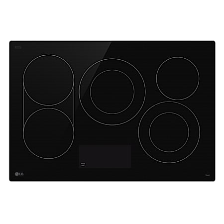 LG 30 Inch Wide 5 Burner Electric Cooktop with UltraHeat Element and Top Mounted Controls Black