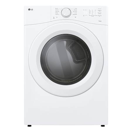 LG 27 Inch Wide 7.4 Cu. Ft. Energy Star Certified Electric Dryer with Reversible Door and FlowSense® White