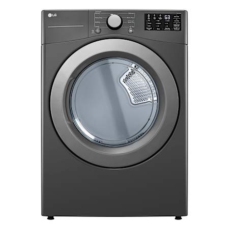 LG 27 Inch Wide 7.4 Cu. Ft. Energy Star Certified Electric Dryer with Reversible Door Middle Black