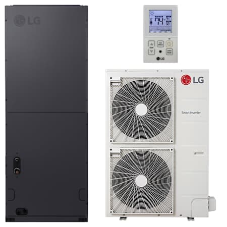 LG 30K BTU Cooling 18.2 SEER2 One Zone Ducted Air Handler Mini Split Package with Inverter Technology and Gold Fin Protection White