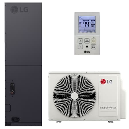 LG 11.1K BTU Cooling 16.2 SEER2 One Zone Ducted Air Handler Mini Split Package with Inverter Technology and Gold Fin Protection White