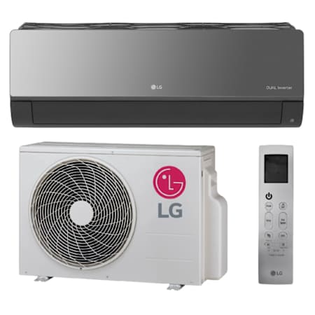 LG 9K BTU Cooling 23.8 SEER2 One Zone Wall Mount Mini Split Package with Inverter Technology and Integrated Base Pan Heater Smoked Charcoal