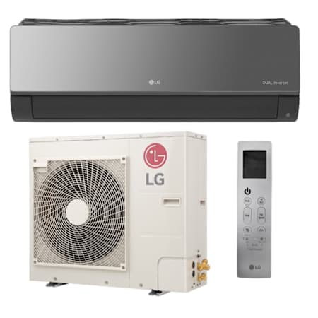 LG 18K BTU Cooling 23 SEER2 One Zone Wall Mount Mini Split Package with Inverter Technology and Interated Base Pan Heater Smoked Charcoal