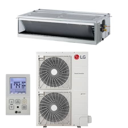 LG 36K BTU Cooling 19 SEER2 One Zone Concealed Duct Mini Split Package with Inverter Technology and Gold Fin Protection White
