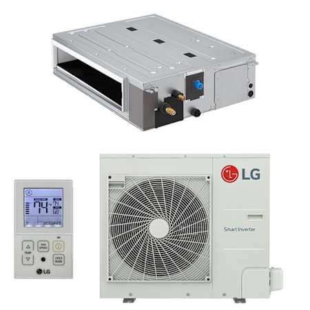 LG 18K BTU Cooling 17.5 SEER2 One Zone Concealed Duct Mini Split Package with Inverter Technology and Condensate Protection White