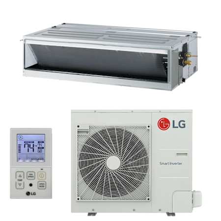 LG 30K BTU Cooling 18.5 SEER2 One Zone Concealed Duct Mini Split Package with Inverter Technology and Gold Fin Protection White