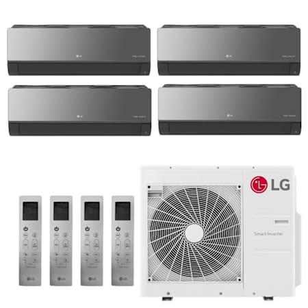 LG 28.4K BTU Cooling 20 SEER2 Four Zone Wall Mount Mini Split Package with Inverter Technology and Sleep Mode Smoked Charcoal