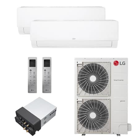 LG 36K BTU Cooling 22 SEER2 Two Zone Wall Mount Mini Split Package with Inverter Technology and Air Flow Options White