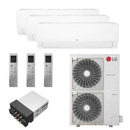 LG 48K BTU Cooling 20.5 SEER2 Three Zone Wall Mount Mini Split Package with LGRED 9k + 15k + 24k Indoor Units White