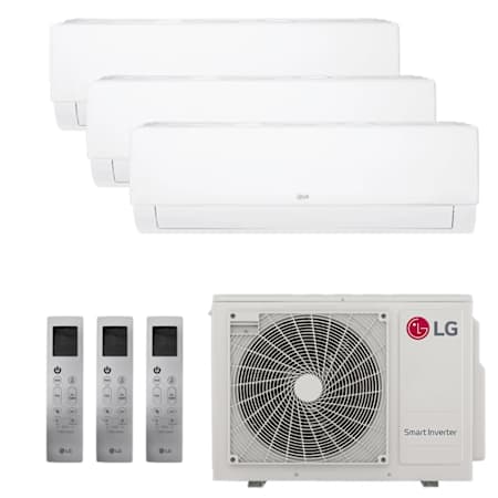 LG 24K BTU Cooling / 24.6K BTU Heating 22.5 SEER2 Three Zone Wall Mount Mini Split System with (2) 7K and (1) 15K BTU Indoor Units White