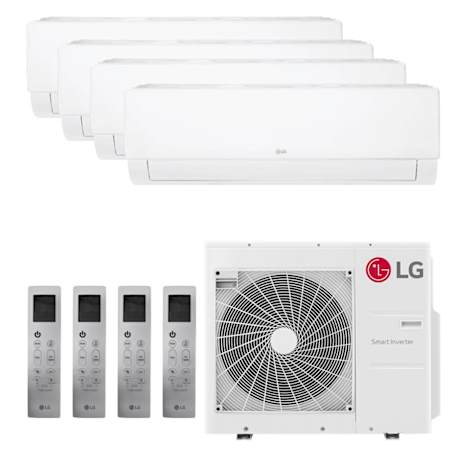 LG 32.8K BTU Cooling 21.5 SEER2 Four Zone Wall Mount Mini Split Package with 9k + 9k + 12k + 12k Indoor Units White