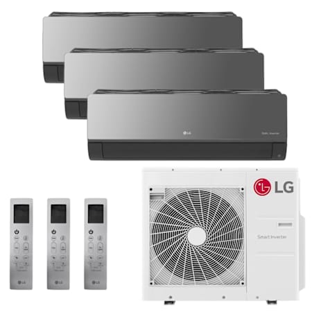 LG 32.8K BTU Cooling 21.5 SEER2 Three Zone Wall Mount Mini Split Package with Smoked Charcoal 9k + 18k + 18k Indoor Units Smoked Charcoal