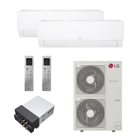 LG 48K BTU Cooling 20.5 SEER2 Two Zone Wall Mount Mini Split Package with 24k + 24k Indoor Units White