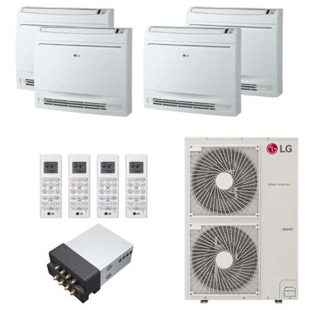 LG 48K BTU Cooling / 54K BTU Heating 20.5 SEER2 Four Zone Floor Console Mini Split System with (3) 9K and (1) 12K BTU Indoor Units White