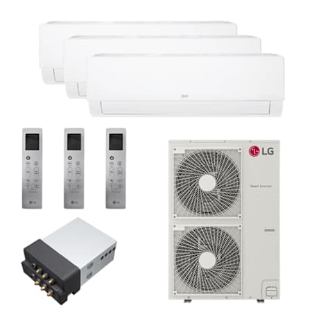 LG 48K BTU Cooling 20.5 SEER2 Three Zone Wall Mount Mini Split Package with 7k + 15k + 18k Indoor Units White