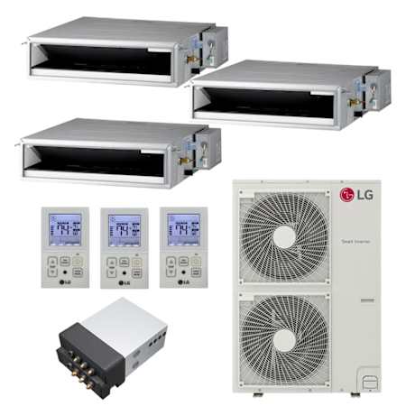 LG 48K BTU Cooling / 54K BTU Heating 19 SEER2 Three Zone Concealed Duct Mini Split System with (1) 12K and (2) 18K BTU Indoor Units White
