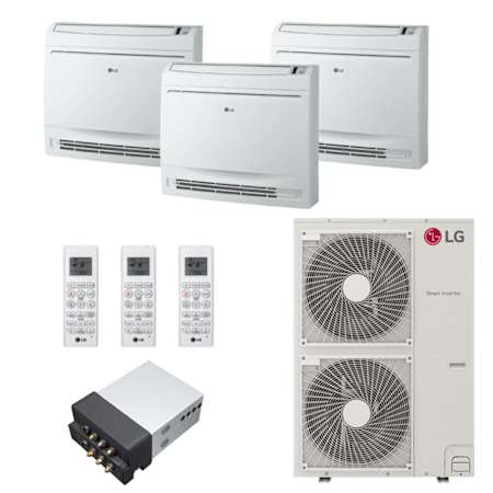 LG 48K BTU Cooling / 54K BTU Heating 20.5 SEER2 Three Zone Floor Console Mini Split System with (1) 9K and (2) 15K BTU Indoor Units White