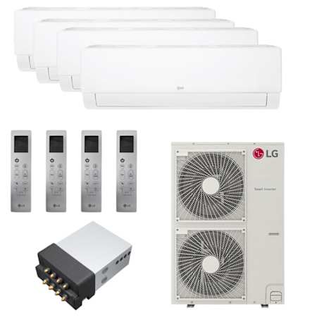 LG 50.5K BTU Cooling 20.6 SEER2 Four Zone Wall Mount Mini Split Package with 7k + 7k + 12k + 24k Indoor Units White