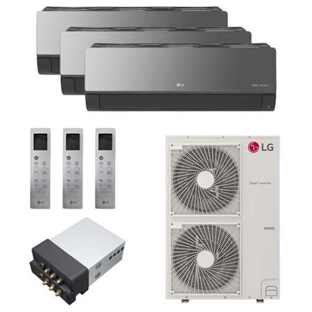 LG 50.5K BTU Cooling 20.6 SEER2 Three Zone Wall Mount Mini Split Package with Smoked Charcoal 12k + 18k + 18k Indoor Units Smoked Charcoal