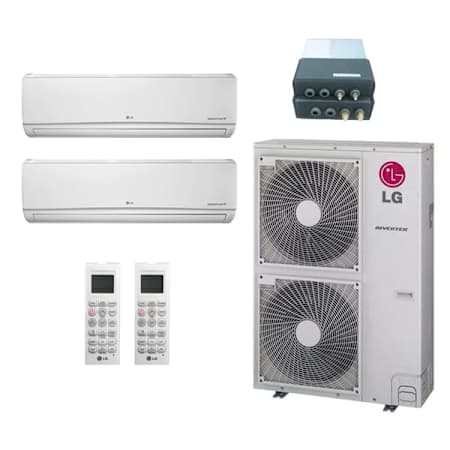 LG 42K BTU Cooling 21.5 SEER2 Two Zone Wall Mount Mini Split Package with 18k + 24k Indoor Units White