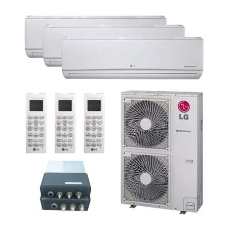 LG 42K BTU Cooling 21.5 SEER2 Three Zone Wall Mount Mini Split Package with 15k + 15k + 15k Indoor Units White