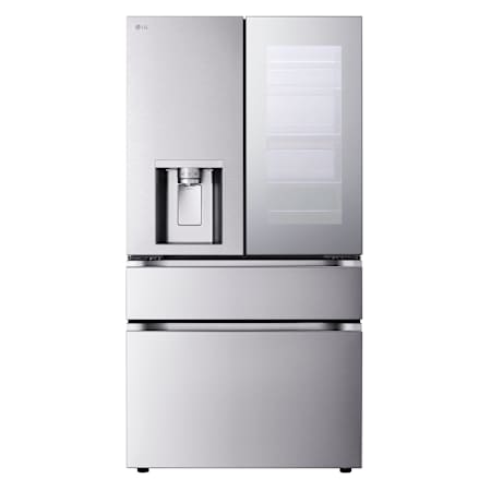 LG 36 Inch Wide 28.6 Cu. Ft. Energy Star Certified Fingerprint Resistant French Door Refrigerator with Mini Craft Ice™ and Mirror InstaView® Window Stainless Steel