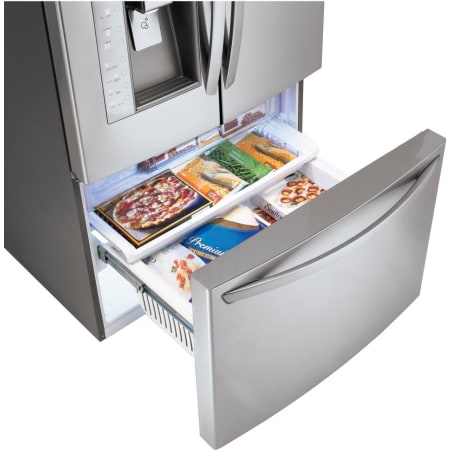 Freezer Drawer Open Showing Two Levels