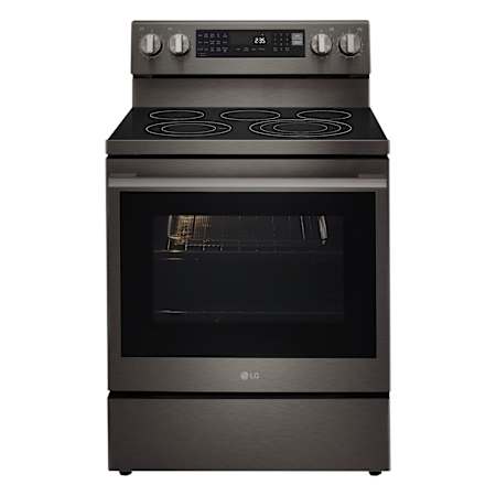 LG 30 Inch Wide 6.3 Cu. Ft. Free Standing Electric Range with Air Fry and UltraHeat™ Black Stainless Steel