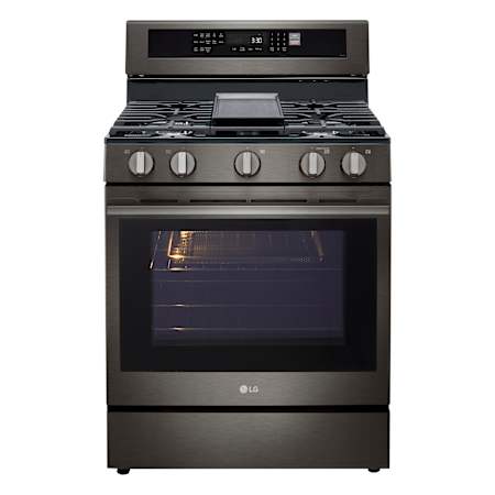 LG 30 Inch Wide 6.3 Cu. Ft. Free Standing Gas Range Air Fry and UltraHeat™ Black Stainless Steel