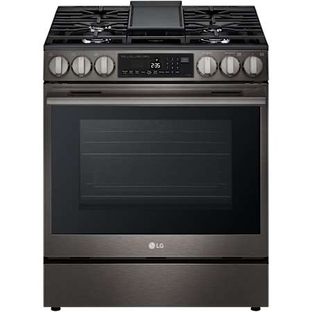 LG 30 Inch Wide 6.3 Cu. Ft. Free Standing Gas Range with InstaView Window Black Stainless Steel