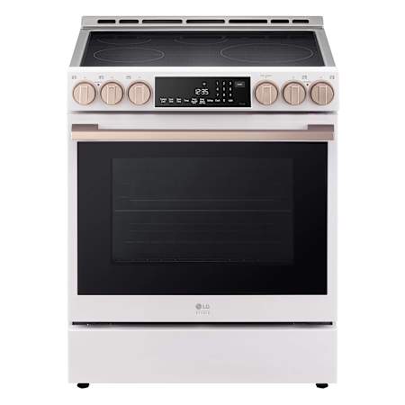 LG Studio 30 Inch Wide 6.3 Cu. Ft. Free Standing Induction Range with Induction Burners and Broil Element Essence White