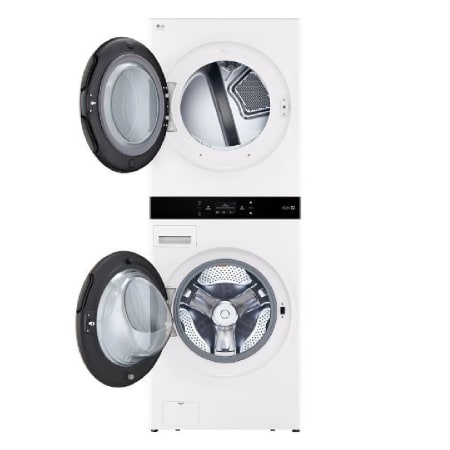 LG 27 Inch Wide Energy Star Certified Laundry Center with 5 Cu. Ft. Washer and 7.4 Cu. Ft. Electric Dryer with Smart Pairing and LCD Display White