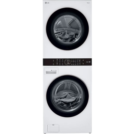 LG 27 Inch Wide Front Loading Laundry Center with 4.5 Cu. Ft. Washer and 7.4 Cu. Ft. Gas Dryer with Center Control White