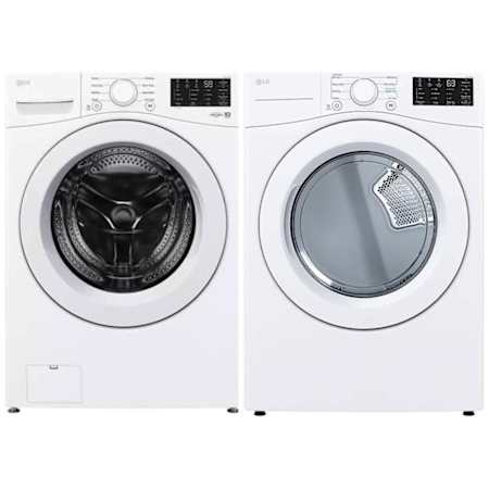 LG 27 Inch Wide 5 Cu. Ft. Front Load Washer and 27 Inch Wide 7.4 Cu. Ft. Electric Dryer Laundry Pair White
