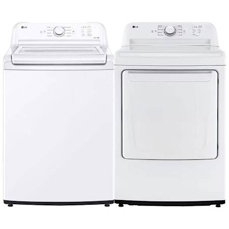 LG 27 Inch Wide 4.3 Cu. Ft. Top Load Washer and 27 Inch Wide 7.3 Cu. Ft. Gas Dryer Laundry Pair White