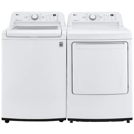 LG 27 Inch Wide 4.5 Cu. Ft. Top Load Washer and 7.3 Cu. Ft. Front Load Electric Dryer Laundry Pair with 6Motion Technology White