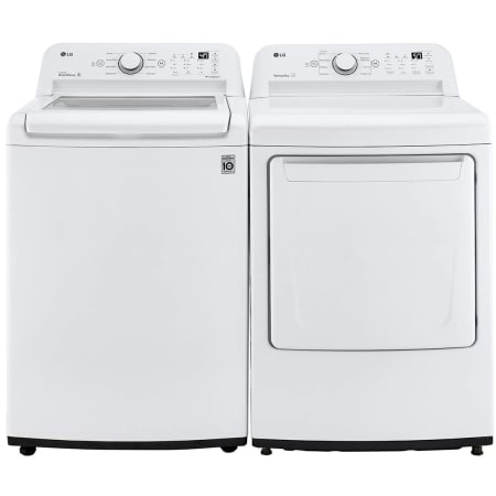 LG 27 Inch Wide 4.5 Cu. Ft. Top Load Washer and 7.3 Cu. Ft. Front Load Gas Dryer Laundry Pair with 6Motion Technology White