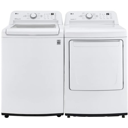 LG 27 Inch Wide 4.3 Cu. Ft. Top Load Washer and 7.3 Cu. Ft. Front Load Electric Dryer Laundry Pair with ColdWash White