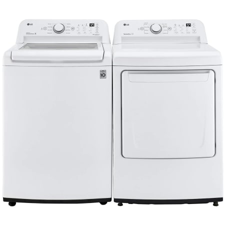 LG 27 Inch Wide 4.3 Cu. Ft. Top Load Washer and 7.3 Cu. Ft. Front Load Gas Dryer Laundry Pair with ColdWash White