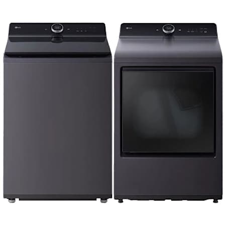 LG 27 Inch Wide 5.5 Cu. Ft. Top Load Washer and 27 Inch Wide 7.3 Cu. Ft. Electric Dryer Laundry Pair Matte Black
