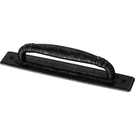 Liberty Hardware Iron Craft 4 Inch Center to Center Handle Cabinet Pull with Backplate Distressed Iron