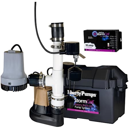 Liberty Pumps 1/3 HP 21GPM Engineered Polymer Primary (S37) Sump Pump System with StormCell (10A) Battery Backup N/A