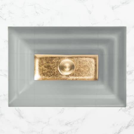 Linkasink 20" Rectangular Glass Undermount Bathroom Sink with Metal Leaf Accent Gray Glass with Gold