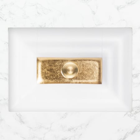 Linkasink 23" Rectangular Glass Undermount Bathroom Sink with Metal Leaf Accent White Glass with Gold