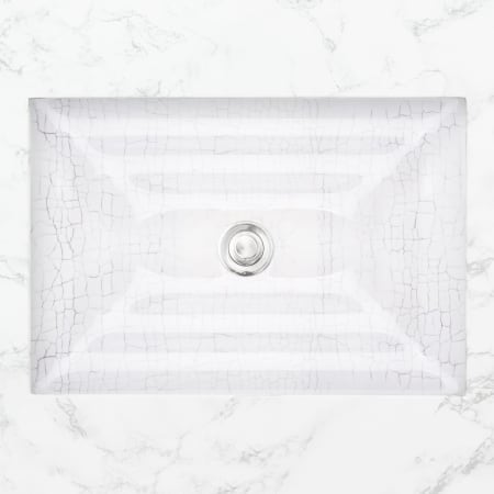 Linkasink 23" Circular Glass Undermount Bathroom Sink White / Clear Glass