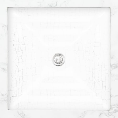 Linkasink 16-1/2" Square Glass Undermount Bathroom Sink White / Clear Glass